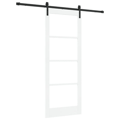 Sliding Door with Hardware Set 'ORKDAL'White Solid Wood & Glass, vidaXL Interior Door with Glass 'ORKDAL'White 83x211x4 cm