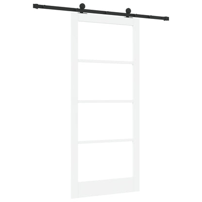 Sliding Door with Hardware Set 'ORKDAL'White Solid Wood & Glass, vidaXL Interior Door with Glass 'ORKDAL'White 93x211x4 cm