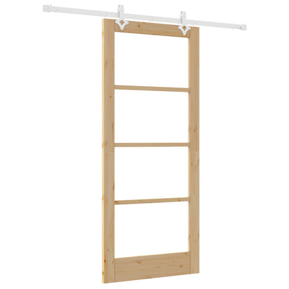 Sliding Door with Hardware Set 86x198.5 cm Solid Wood Pine, vidaXL Interior Door with Glass 'ORKDAL'86x198.5x4 cm Solid Wood Pine