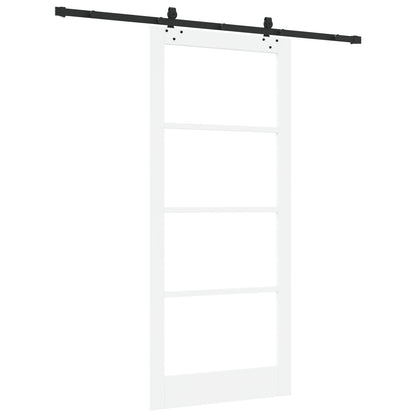 Sliding Door with Hardware Set 'ORKDAL'White Solid Wood & Glass, vidaXL Interior Door with Glass 'ORKDAL'White 93x211x4 cm