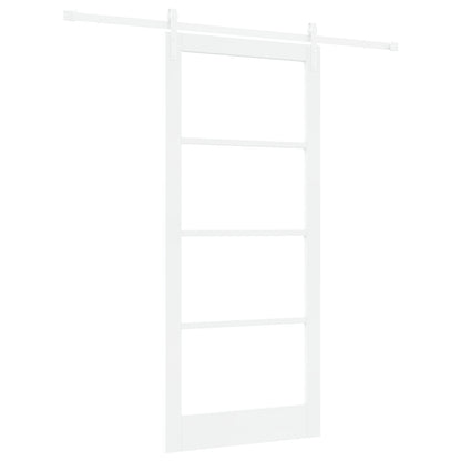 Sliding Door with Hardware Set "ORKDAL" White Solid Wood & Glass, vidaXL Interior Door with Glass "ORKDAL" White 93x211x4 cm