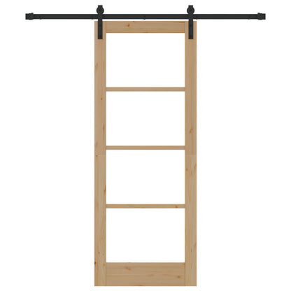 Sliding Door with Hardware Set "ORKDAL" Solid Wood & Glass, vidaXL Interior Door with Glass "ORKDAL" 78x202x4 cm Solid Wood Pine