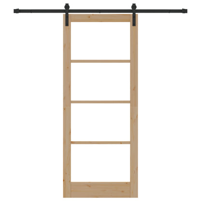 Sliding Door with Hardware Set "ORKDAL" Solid Wood & Glass, vidaXL Interior Door with Glass "ORKDAL" 86x211x4 cm Solid Wood Pine