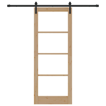 Sliding Door with Hardware Set 'ORKDAL'Solid Wood & Glass, vidaXL Interior Door with Glass 'ORKDAL'83x211x4 cm Solid Wood Pine