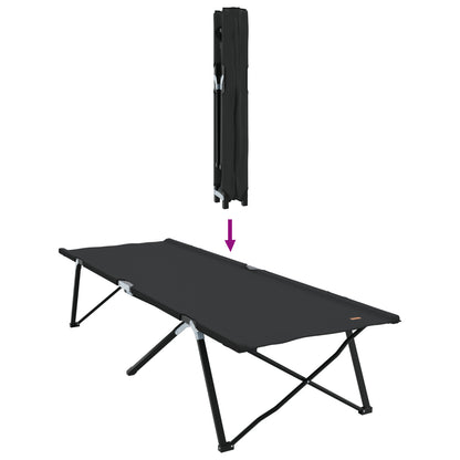 Folding Sun Bed with Carry Bag Black 600D Oxford Fabric