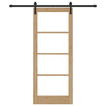 Sliding Door with Hardware Set "ORKDAL" Solid Wood & Glass, vidaXL Interior Door with Glass "ORKDAL" 83x202x4 cm Solid Wood Pine