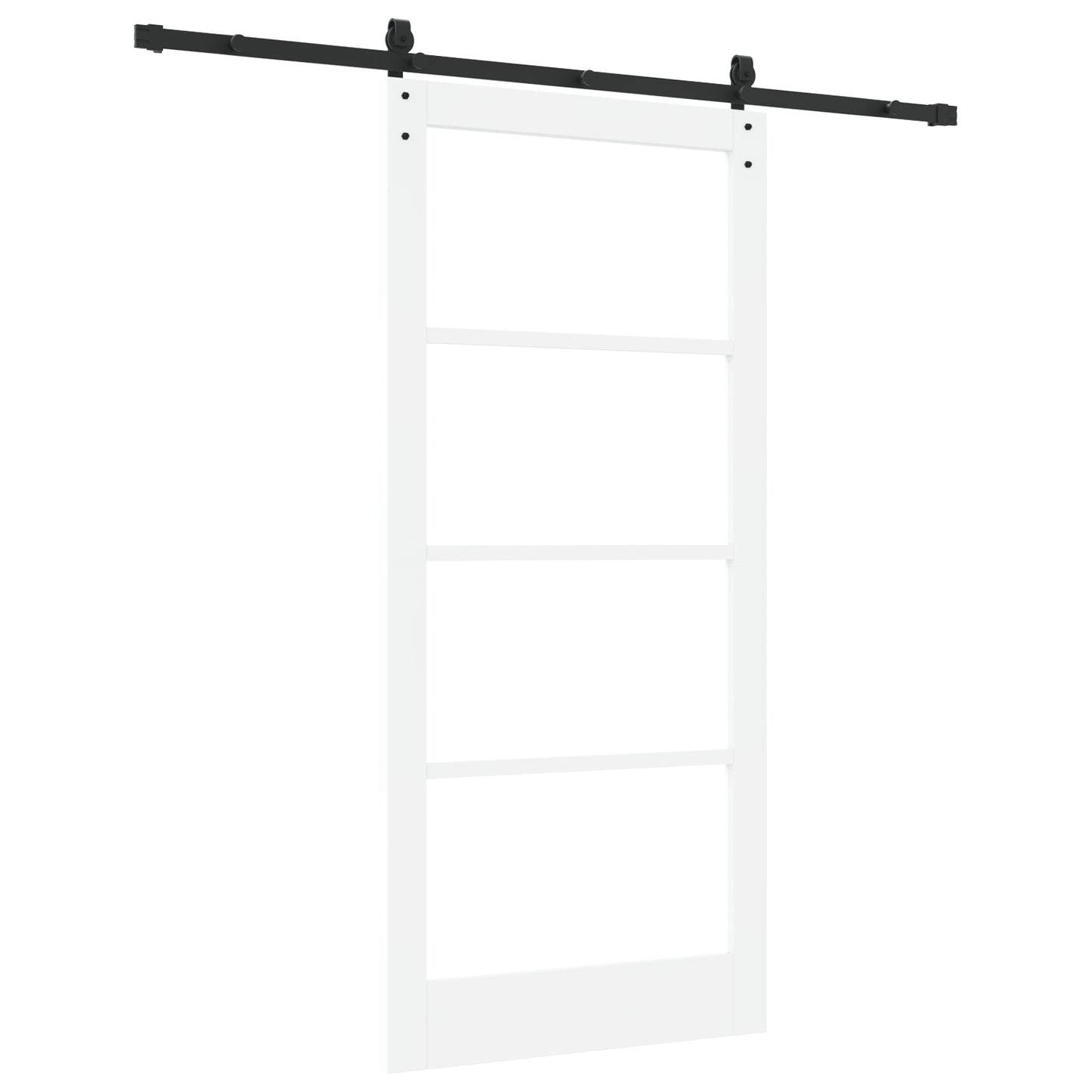Sliding Door with Hardware Set "ORKDAL" White Solid Wood & Glass, vidaXL Interior Door with Glass "ORKDAL" White 93x202x4 cm