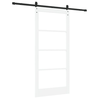 Sliding Door with Hardware Set "ORKDAL" White Solid Wood & Glass, vidaXL Interior Door with Glass "ORKDAL" White 93x202x4 cm