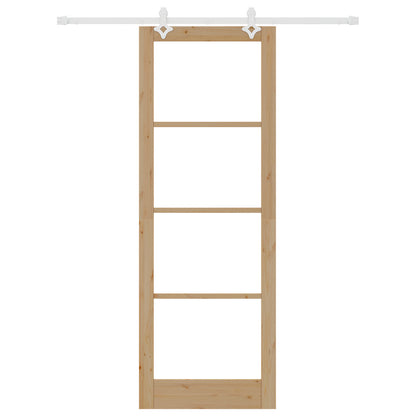Sliding Door with Hardware Set 83x232 cm Solid Wood Pine, vidaXL Interior Door with Glass 'ORKDAL'83x232x4 cm Solid Wood Pine