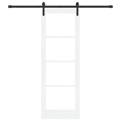 Sliding Door with Hardware Set "ORKDAL" White Solid Wood & Glass, vidaXL Interior Door with Glass "ORKDAL" White 73.5x211x4 cm