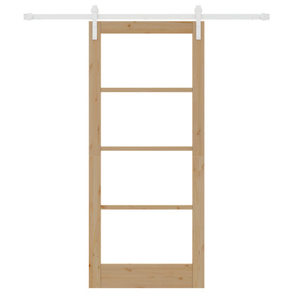 Sliding Door with Hardware Set 'ORKDAL'Solid Wood & Glass, vidaXL Interior Door with Glass 'ORKDAL'86x198,5x4 cm Solid Wood Pine