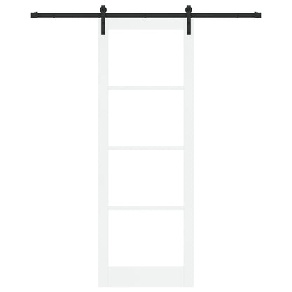 Sliding Door with Hardware Set "ORKDAL" White Solid Wood & Glass, vidaXL Interior Door with Glass "ORKDAL" White 83x232x4 cm