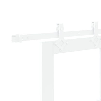 Sliding Door with Hardware Set White 83x232 cm Solid Wood Pine, vidaXL Interior Door with Glass 'ORKDAL'White 83x232x4 cm