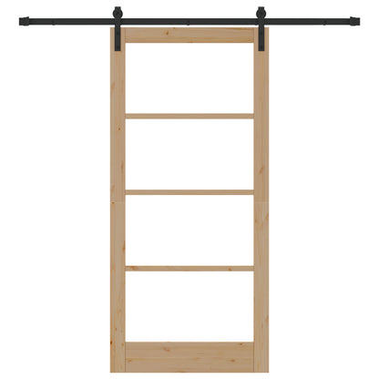 Sliding Door with Hardware Set "ORKDAL" Solid Wood & Glass, vidaXL Interior Door with Glass "ORKDAL" 93x202x4 cm Solid Wood Pine