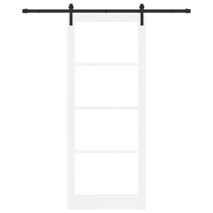 Sliding Door with Hardware Set "ORKDAL" White Solid Wood & Glass, vidaXL Interior Door with Glass "ORKDAL" White 93x232x4 cm