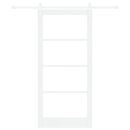 Sliding Door with Hardware Set "ORKDAL" White Solid Wood & Glass, vidaXL Interior Door with Glass "ORKDAL" White 93x202x4 cm