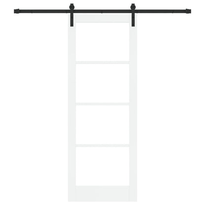 Sliding Door with Hardware Set 'ORKDAL'White Solid Wood & Glass, vidaXL Interior Door with Glass 'ORKDAL'White 78x211x4 cm
