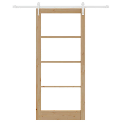 Sliding Door with Hardware Set 93x211 cm Solid Wood Pine, vidaXL Interior Door with Glass 'ORKDAL'93x211x4 cm Solid Wood Pine