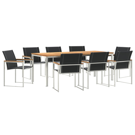9 Piece Garden Dining Set Solid Wood Acacia, vidaXL Outdoor Dining Table 200x90x74.5 cm Solid Wood Acacia