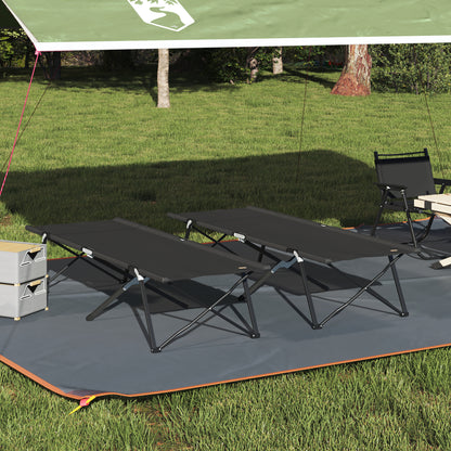 Folding Sun Beds with Carry Bags 2 pcs Black 600D Oxford Fabric