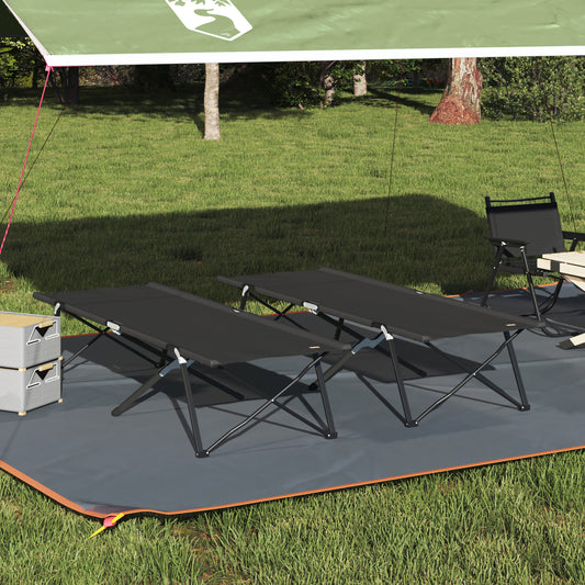 Folding Sun Beds with Carry Bags 2 pcs Black 600D Oxford Fabric