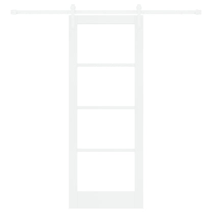 Sliding Door with Hardware Set "ORKDAL" White Solid Wood & Glass, vidaXL Interior Door with Glass "ORKDAL" White 78x202x4 cm