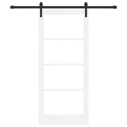 Sliding Door with Hardware Set 'ORKDAL'White Solid Wood&Glass, vidaXL Interior Door with Glass 'ORKDAL'White 86x198,5x4 cm