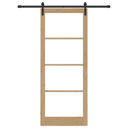 Sliding Door with Hardware Set "ORKDAL" Solid Wood & Glass, vidaXL Interior Door with Glass "ORKDAL" 93x232x4 cm Solid Wood Pine