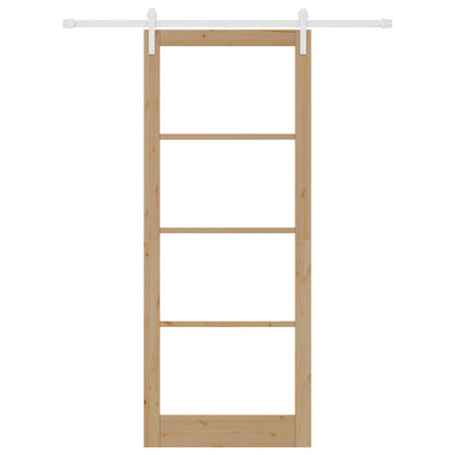 Sliding Door with Hardware Set "ORKDAL" Solid Wood & Glass, vidaXL Interior Door with Glass "ORKDAL" 93x232x4 cm Solid Wood Pine