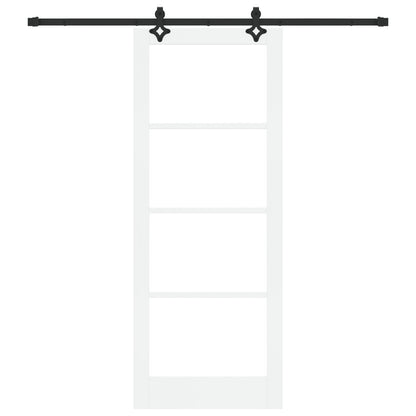 Sliding Door with Hardware Set "ORKDAL" White Solid Wood & Glass, vidaXL Interior Door with Glass "ORKDAL" White 83x211x4 cm