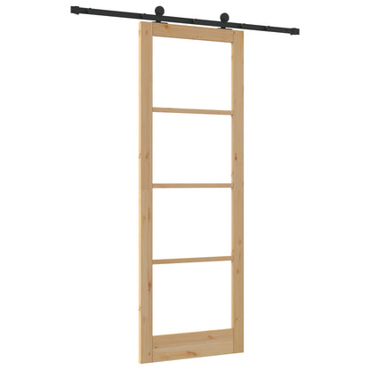 Sliding Door with Hardware Set 'ORKDAL'Solid Wood & Glass, vidaXL Interior Door with Glass 'ORKDAL'83x232x4 cm Solid Wood Pine