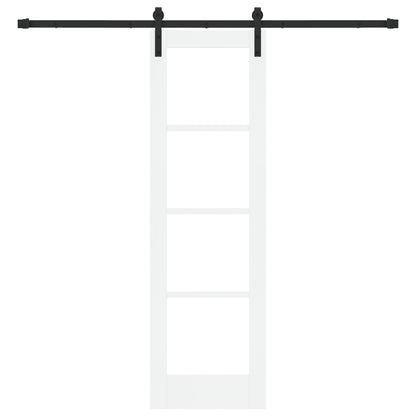 Sliding Door with Hardware Set "ORKDAL" White Solid Wood & Glass, vidaXL Interior Door with Glass "ORKDAL" White 61 x 198.5 x 4 cm