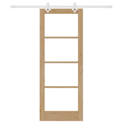 Sliding Door with Hardware Set 78x202 cm Solid Wood Pine, vidaXL Interior Door with Glass 'ORKDAL'78x202x4 cm Solid Wood Pine