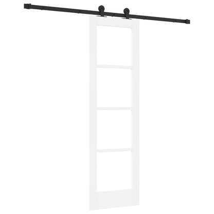 Sliding Door with Hardware Set 'ORKDAL'White Solid Wood&Glass, vidaXL Interior Door with Glass 'ORKDAL'White 61x198.5x4 cm