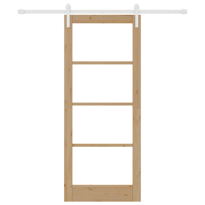 Sliding Door with Hardware Set "ORKDAL" Solid Wood & Glass, vidaXL Interior Door with Glass "ORKDAL" 83x202x4 cm Solid Wood Pine