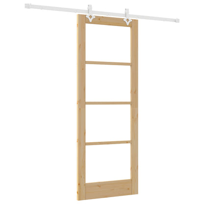 Sliding Door with Hardware Set 78x202 cm Solid Wood Pine, vidaXL Interior Door with Glass 'ORKDAL'78x202x4 cm Solid Wood Pine