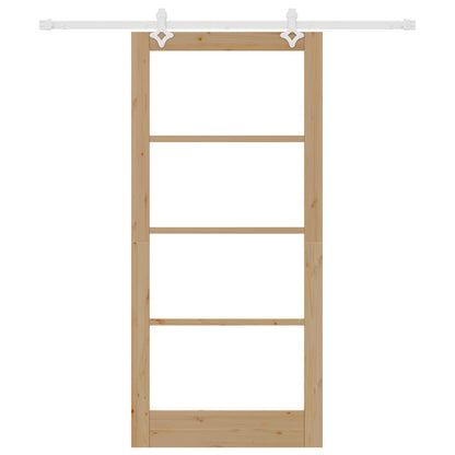 Sliding Door with Hardware Set 93x202 cm Solid Wood Pine, vidaXL Interior Door with Glass 'ORKDAL'93x202x4 cm Solid Wood Pine