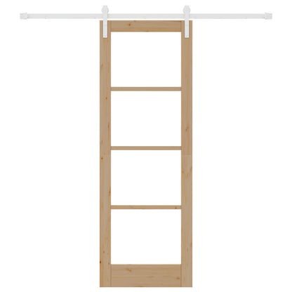 Sliding Door with Hardware Set "ORKDAL" Solid Wood & Glass, vidaXL Interior Door with Glass "ORKDAL" 73.5 x 211 x 4 cm Solid Wood Pine