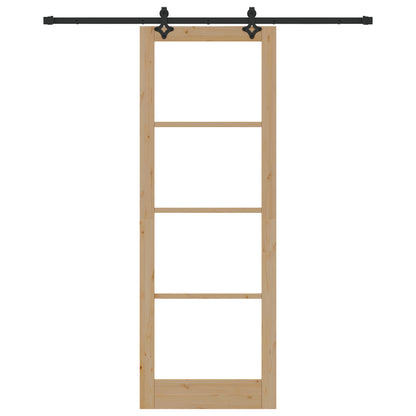 Sliding Door with Hardware Set "ORKDAL" Solid Wood & Glass, vidaXL Interior Door with Glass "ORKDAL" 83x232x4 cm Solid Wood Pine