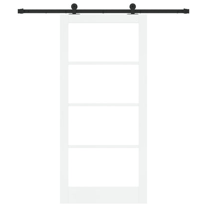 Sliding Door with Hardware Set 'ORKDAL'White Solid Wood & Glass, vidaXL Interior Door with Glass 'ORKDAL'White 93x202x4 cm