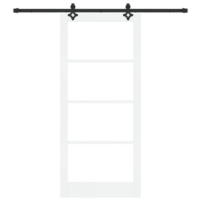 Sliding Door with Hardware Set 'ORKDAL'White Solid Wood & Glass, vidaXL Interior Door with Glass 'ORKDAL'White 93x211x4 cm