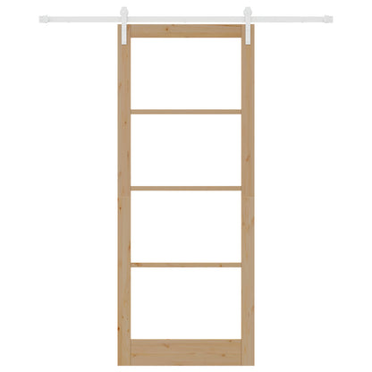 Sliding Door with Hardware Set "ORKDAL" Solid Wood & Glass, vidaXL Interior Door with Glass "ORKDAL" 93x232x4 cm Solid Wood Pine