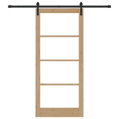 Sliding Door with Hardware Set 'ORKDAL'Solid Wood & Glass, vidaXL Interior Door with Glass 'ORKDAL'93x211x4 cm Solid Wood Pine