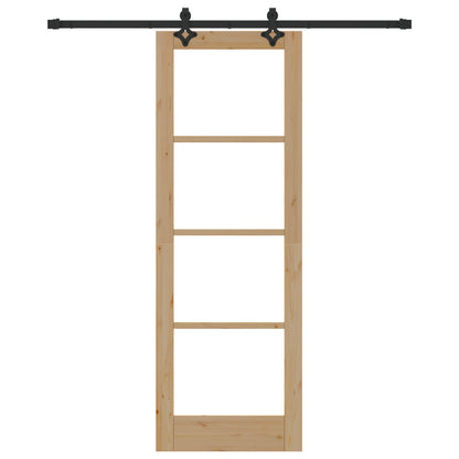 Sliding Door with Hardware Set 'ORKDAL'Solid Wood & Glass, vidaXL Internal Door with Glass 'ORKDAL'73.5x211x4 cm Solid Wood Pine