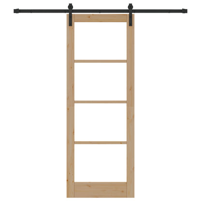 Sliding Door with Hardware Set "ORKDAL" Solid Wood & Glass, vidaXL Interior Door with Glass "ORKDAL" 78x211x4 cm Solid Wood Pine