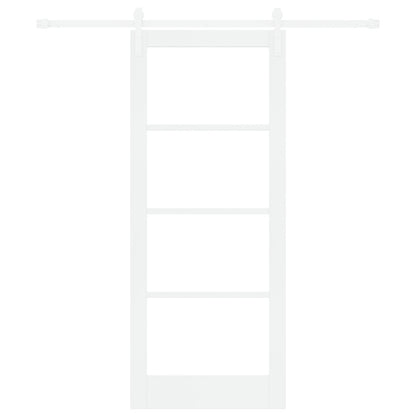 Sliding Door with Hardware Set 'ORKDAL'White Solid Wood & Glass, vidaXL Interior Door with Glass 'ORKDAL'White 83x202x4 cm