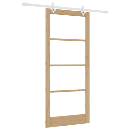 Sliding Door with Hardware Set 93x211 cm Solid Wood Pine, vidaXL Interior Door with Glass 'ORKDAL'93x211x4 cm Solid Wood Pine