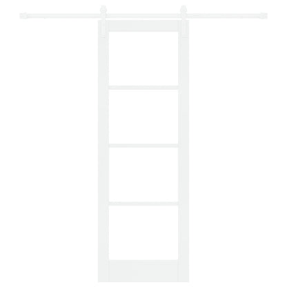 Sliding Door with Hardware Set "ORKDAL" White Solid Wood & Glass, vidaXL Interior Door with Glass "ORKDAL" White 73.5x211x4 cm