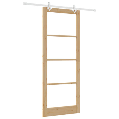Sliding Door with Hardware Set 93x232 cm Solid Wood Pine, vidaXL Interior Door with Glass 'ORKDAL'93x232x4 cm Solid Wood Pine