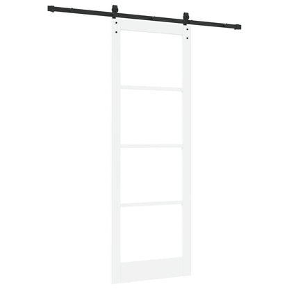 Sliding Door with Hardware Set "ORKDAL" White Solid Wood & Glass, vidaXL Interior Door with Glass "ORKDAL" White 83x232x4 cm